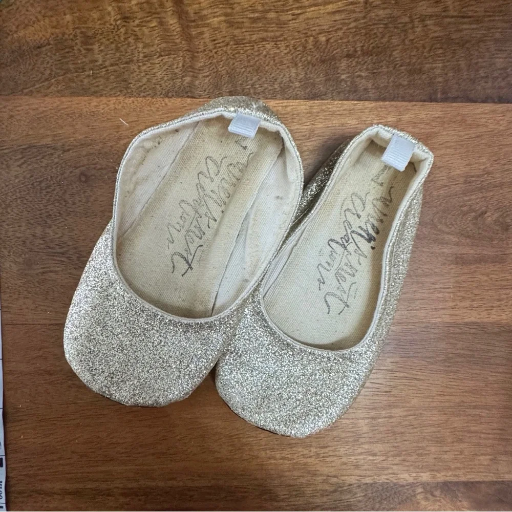 Hand Crafted Girls Gold Glitter Ballet Flats Wrens Nest Size 4/5 Baby